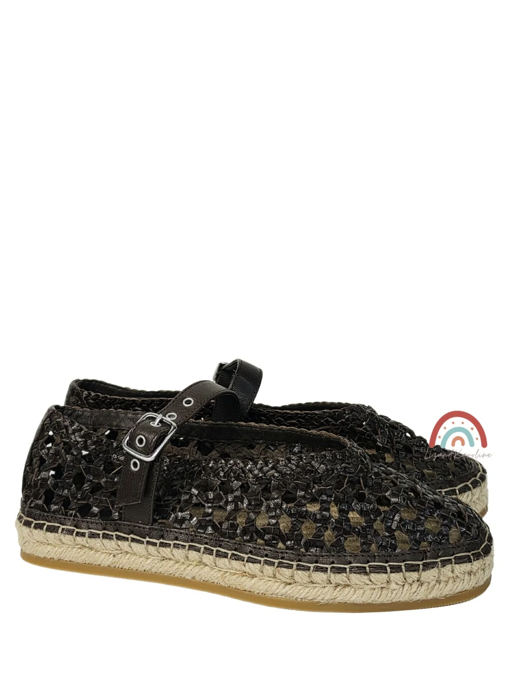New! Madewell The Remy Mary Jane Espadrille in Woven Leather Dark Carob